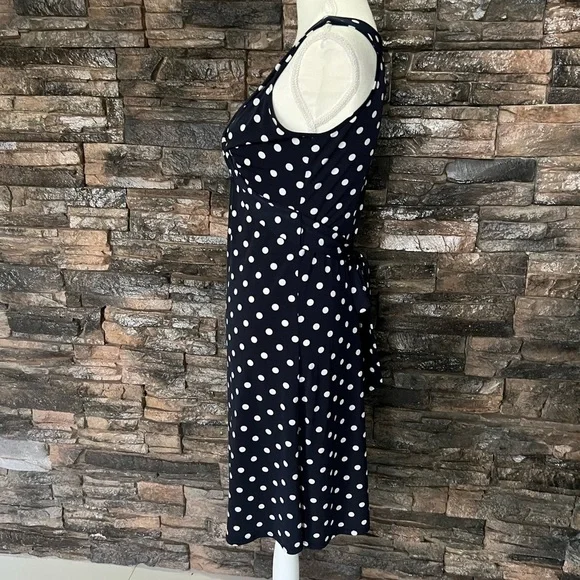 LOFT Blue and White V-Neck Sheath Dress - Picture 7 of 15